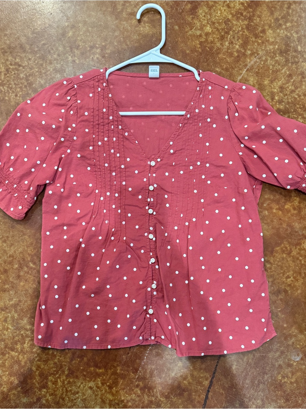 Women's Red Polka Dot Button-Front Top